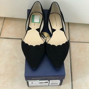 Black suede pointy toe flats